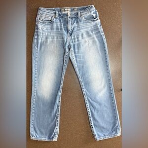 BKE Buckle Jeans Mens 34 Tyler 34R Straight Leg Light Wash Denim Jeans